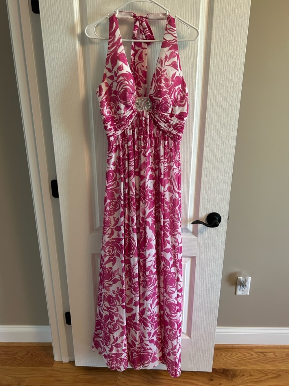 Pink Floral Halter Maxi Dress - Elegant Summer Dress